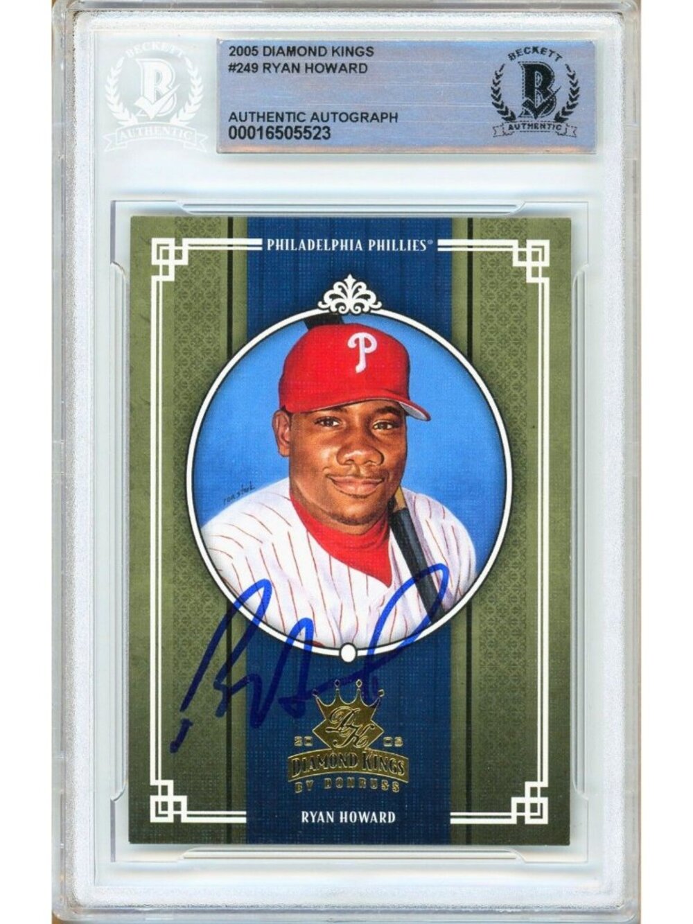 Ryan Howard Signed 2005 Donruss DK #249 Philadelphia Phillies BAS Slab MLB Auto